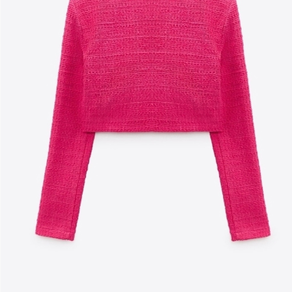 Zara Fuchsia Tweed Structured Crop Top - image 3